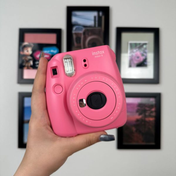 پک دوربین چاپ فوری مینی 9صورتی پر رنگ به همراه کاغذ و کیف