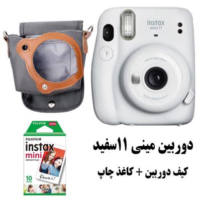 پک دوربین چاپ فوری مینی 11 سفید به همراه کاغذ و کیف