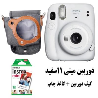 پک دوربین چاپ فوری مینی 11 سفید به همراه کاغذ و کیف