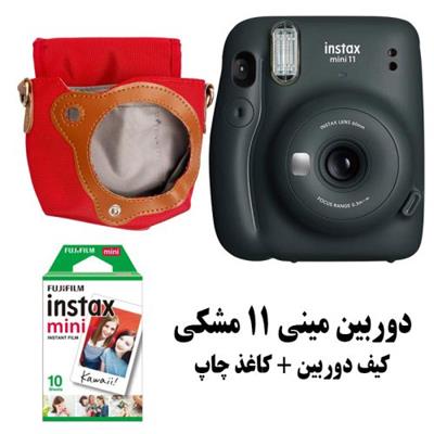 پک دوربین چاپ فوری مینی 11 مشکی به همراه کاغذ و کیف