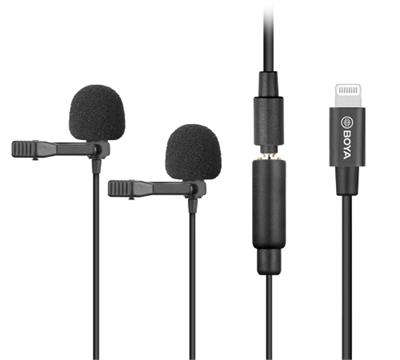 میکروفن یقه ای بویا BOYA BY-M2D Dual Clip-on Lavalier Microphone For IOS