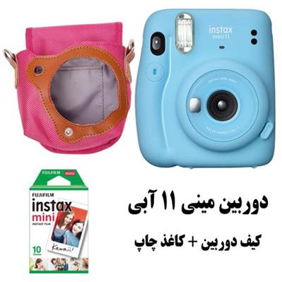 پک دوربین چاپ فوری مینی 11 آبی به همراه کاغذ و کیف