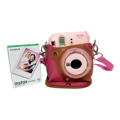 پک دوربین چاپ فوری مینی 9صورتی به همراه کاغذ و کیف