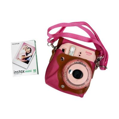 پک دوربین چاپ فوری مینی 9صورتی به همراه کاغذ و کیف